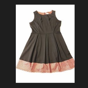 Kit and Sky Black Dress with Orange Print